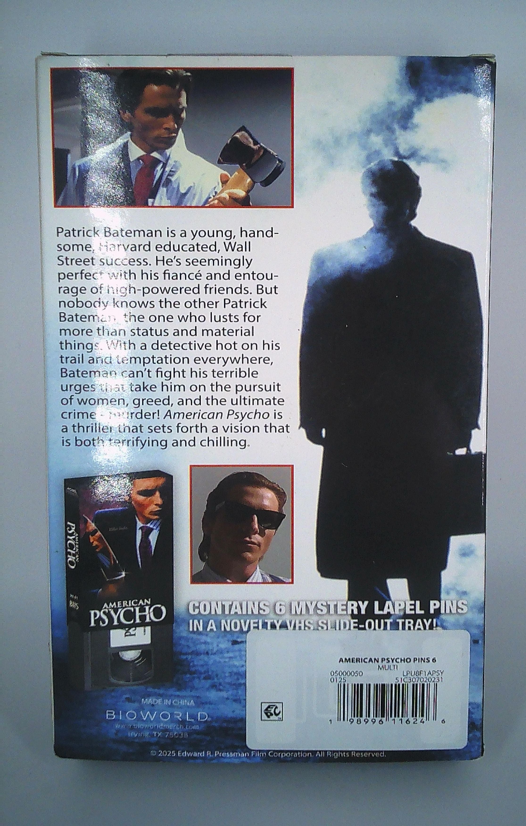 American Psycho 6 pin set with VHS sleeve jacket