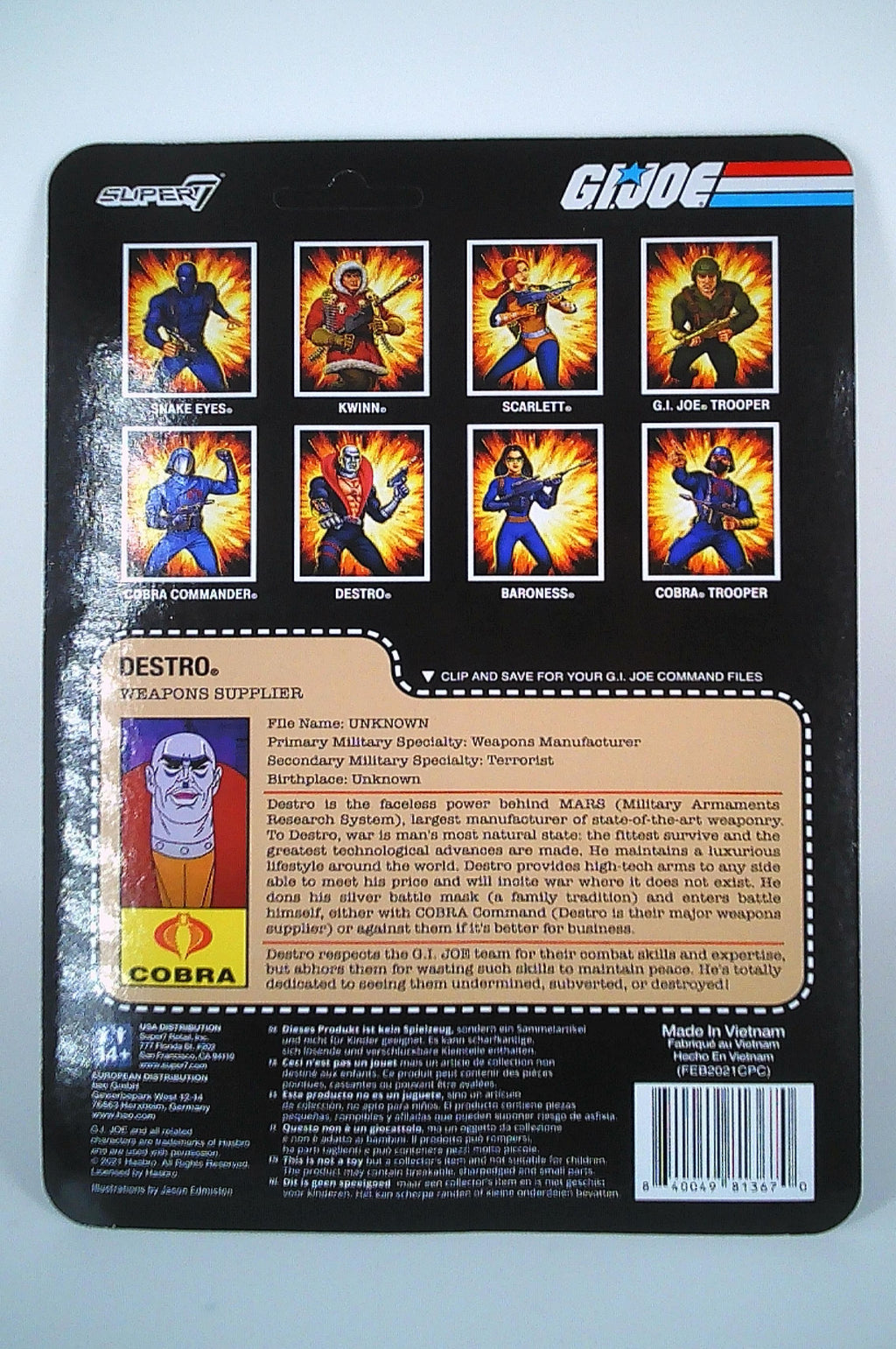 Destro 3.75" G.I.Joe "Cobra" ReAction figure Super7