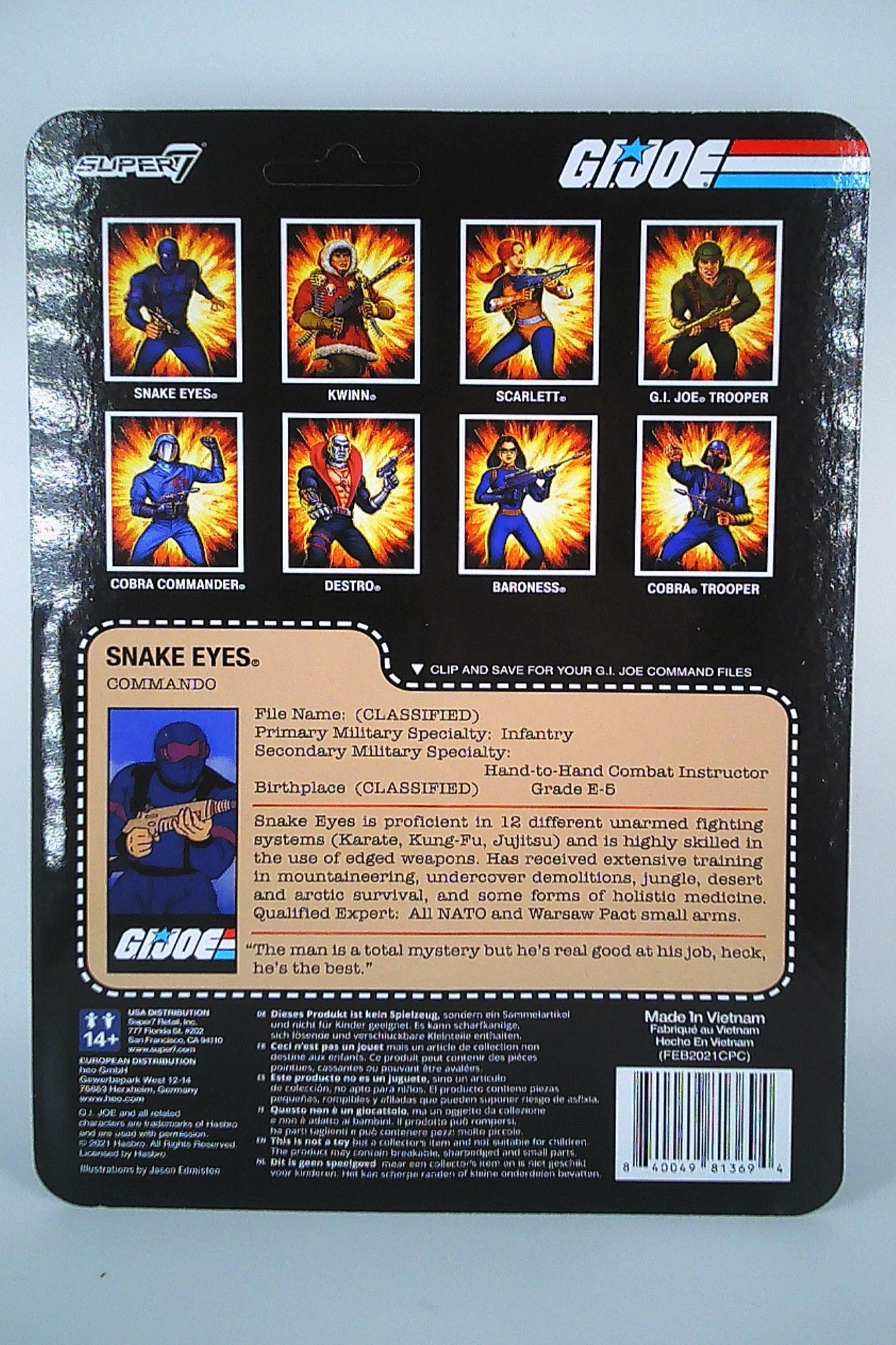 Snake Eyes 3.75" G.I.Joe ReAction figure Super7