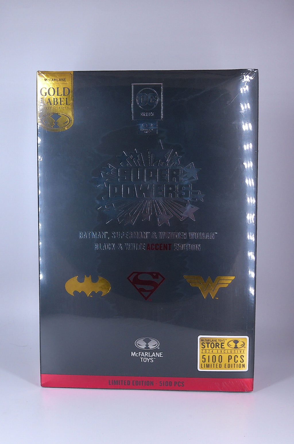 Dc heros Tri Super Powers "Black and White accent edition" 5 inch figures McFarlane limited 5100
