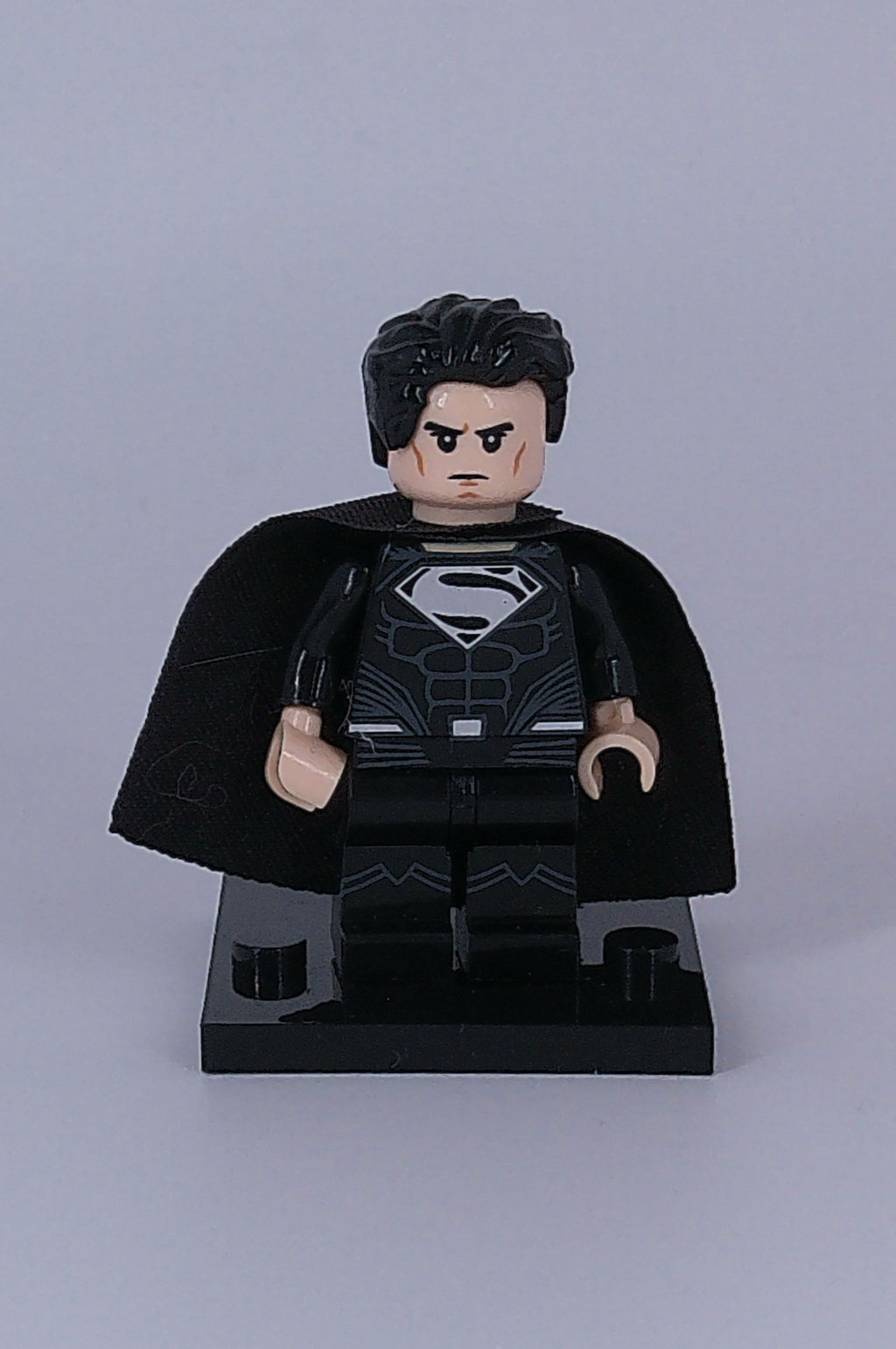 Custom Superman "Black Suit" soft cape 2 inch mini figure (Brick building) DC Comics