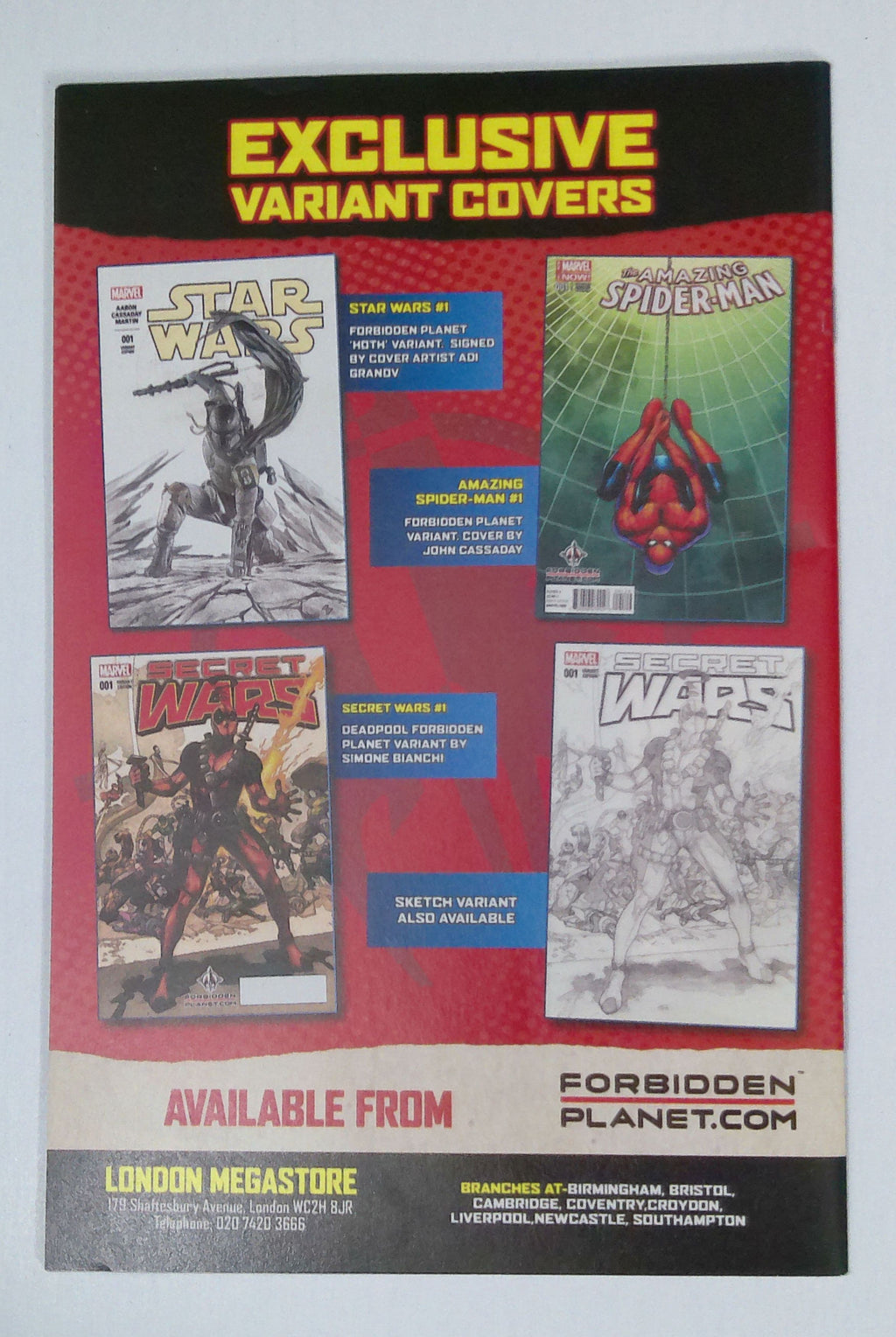 Vader down issue 1  (Forbidden Planet Variant) Nov 2015